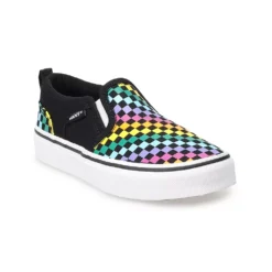 Vans® Asher Rainbow Checker Kids' Slip-On Shoes