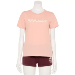 Juniors' Vans Pink "Vans" Logo Graphic Tee