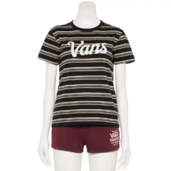 Juniors' Vans Striped "Vans" Logo Graphic Tee