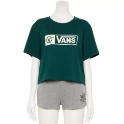 Juniors' Vans Cropped "Vans" Logo Graphic Tee