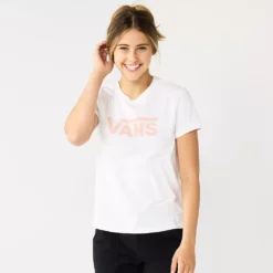 Juniors' Vans Coral "Vans" Logo Graphic Tee