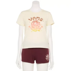 Juniors' Vans Rose "Vans" Logo Graphic Tee