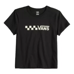 Juniors' Vans "Vans" White Checkered Logo Graphic Tee -Vans Shop 5548933 ALT5