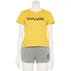 Juniors' Vans Yellow "Vans" Logo Graphic Tee