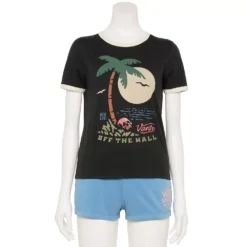 Juniors' Vans Beach Scene "Off The Wall" Graphic Ringer Tee