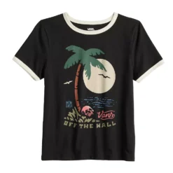 Juniors' Vans Beach Scene "Off The Wall" Graphic Ringer Tee -Vans Shop 5549308 ALT5