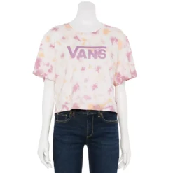 Juniors' Vans Tie-Dye Logo Cropped Graphic Tee