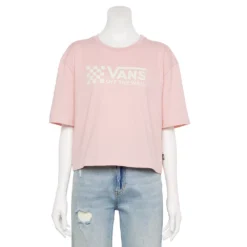 Juniors' Vans Check Logo Crop Graphic Tee